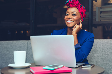Black woman working on laptop
