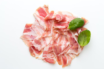 Fresh bacon on the isolated background.