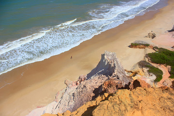 View of a person walking on Arapuca Beach from above