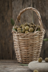 olive oil over wooden table