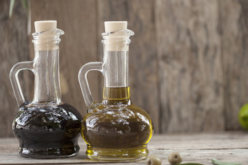 olive oil over wooden table