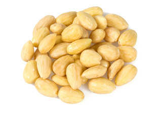 blanched almonds isolated on white