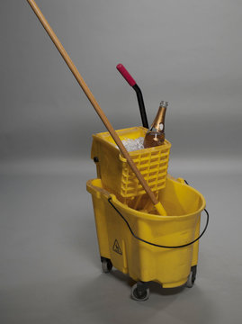 Mop bucket with champagne