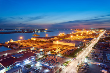 Fototapeta na wymiar The sunset and night view of Pyeongtaek Port in Korea