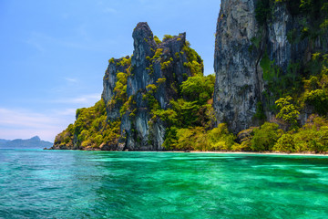 Rocks cliffs in the sea, Ko Yung island, Phi Phi, Andaman sea, K