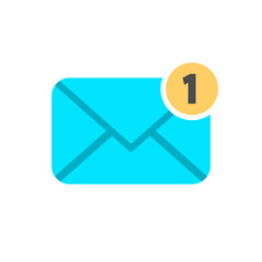 One new message with notification. illustration flat