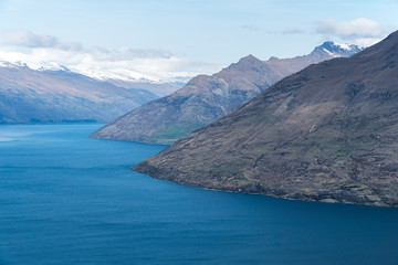 Fototapeta na wymiar Mountains and Lake Wakatipu in New Zealand
