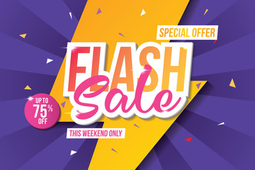Flash sale banner template design. Abstract sale banner. Vector illustration.