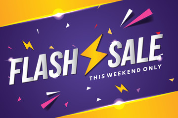 Flash sale banner template design. Abstract sale banner. Vector illustration.