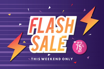 Flash sale banner template design. Abstract sale banner. Vector illustration.