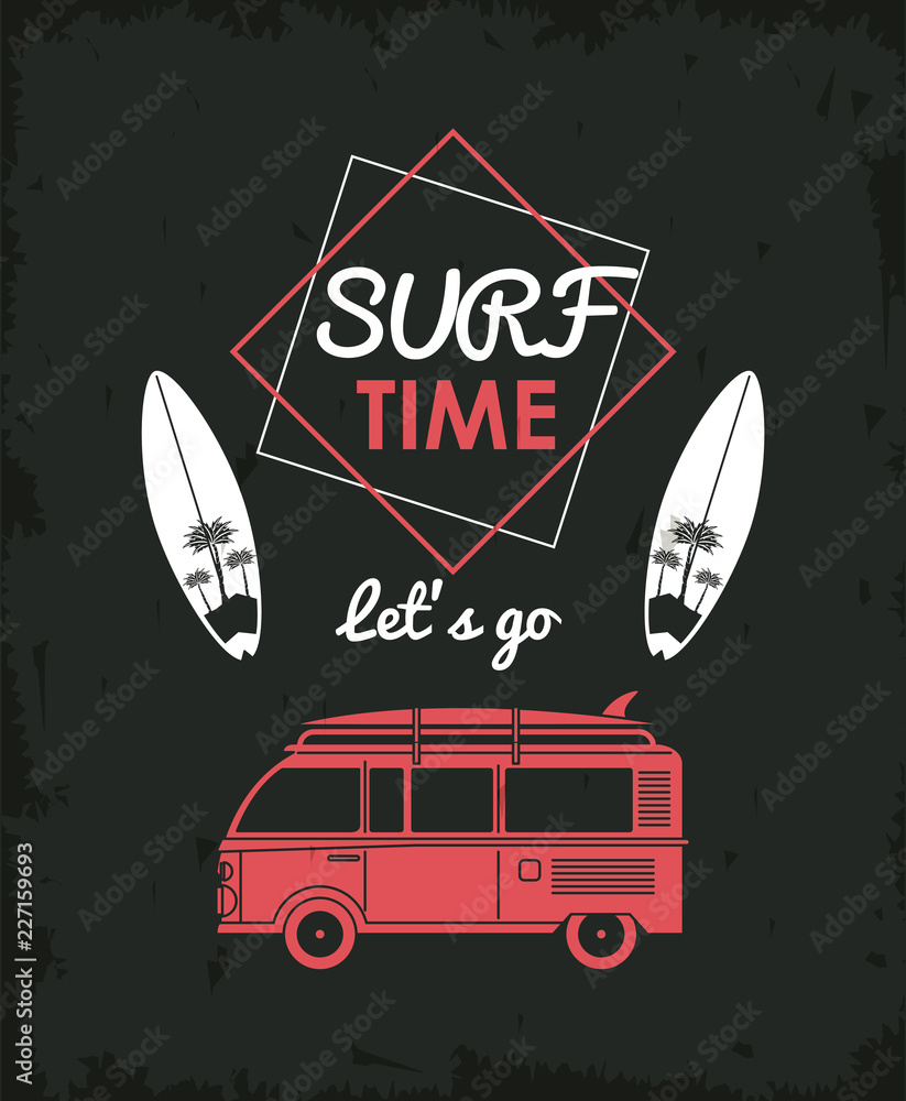 Poster tropical surfing lifestyle theme