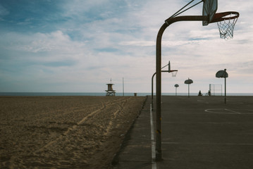 Fototapeta na wymiar Basketball Court on Empty Beach