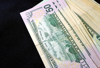 Bandl of 50 dollars bills of USA
