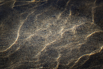 The ocean floor reflecting the sun through the waves