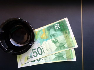 Israeli money. New money of Israel - 50 shekels bills
