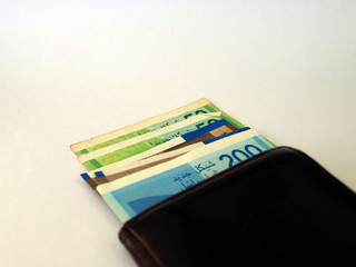 Shekels, money of Israel - 200 (two hundred) new shekels bills,50 (fifty) shekels bills, one hundred (100) shekels