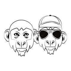 Hipster monkeys cool sketch