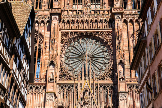 Detail Of The Famous Strasbourg Cathedral, Strasbourg, France