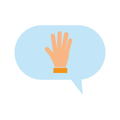 speech bubble chat with hand