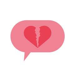 speech bubble chat with heart broken