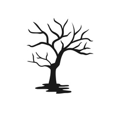 Silhouette tree without leaves vector  