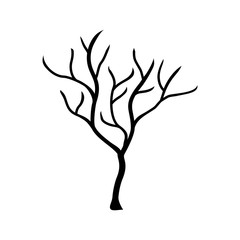 Silhouette tree without leaves vector  