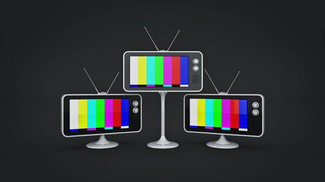 Retro TV with an antenna vintage. 3d rendering