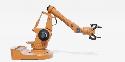 Automatic hand for conveyor and robotic gripper the work on white Background,3D Rendering
