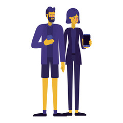 young couple using smartphone