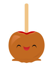 Vector illustration of a cute smiling caramel apple