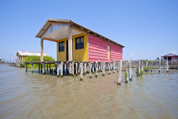  Nueva Venecia is a town with quaint wooden houses in the middle of the Cienaga Grande de...