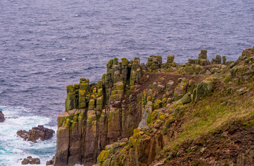 Famous cliffs at the coastline of Lands End Cornwall