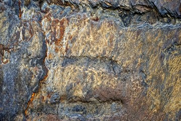 Poconos Mountains, Pennsylvania, USA: Close-up of the veins in a weathered rock forming abstract designs with rough textures.