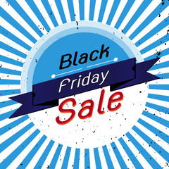 Black friday sale banner with blue rays