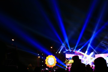 Stage lighting effect in the dark, close-up pictures