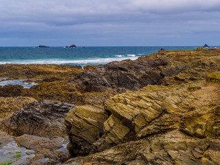 Fototapeta na wymiar Bedruthan Steps - wonderful rocky coastline in Cornwall