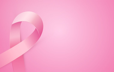 Pink ribbon to World Breast Cancer Awareness month. Bright Brest Cancer medical banner.