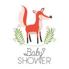 cute fox with wreath baby shower card