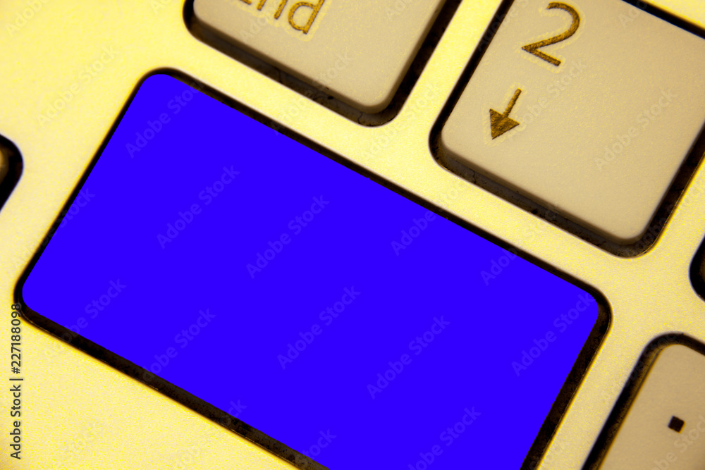 Poster Design business Empty copy space text for Ad website promotion isolated Banner template. Keyboard blue key Intention create computer computing reflection document