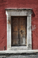 Colonial style Mexican old wooden door in San Miguel Allende Mexico