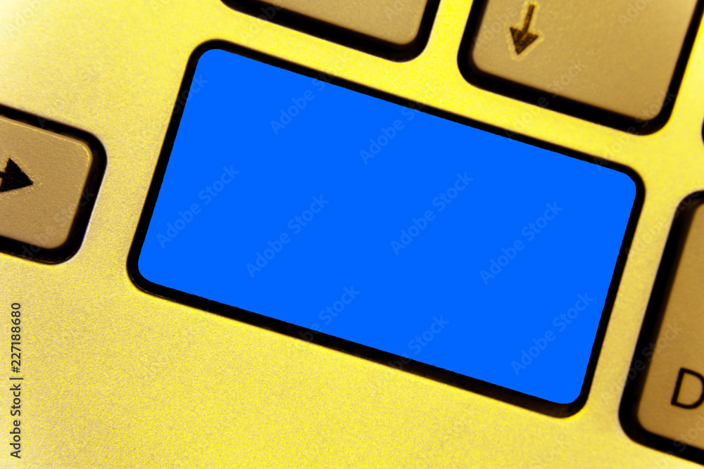 Leinwandbilder Design business concept Empty template copy space text for Ad website isolated. Keyboard blue key Intention create computer computing reflection document