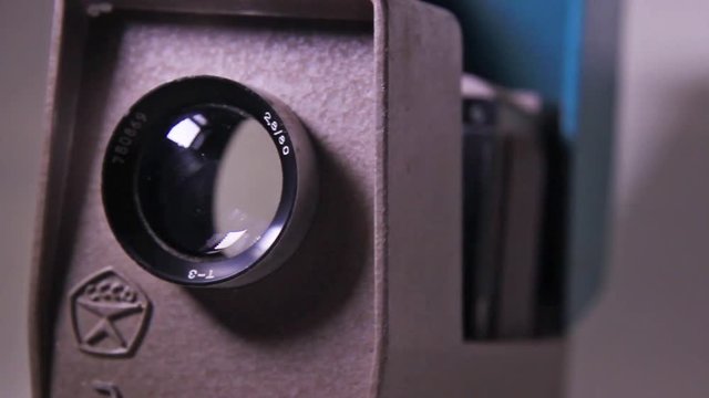 Close Up of Vintage Soviet 35 mm Film Slide Projector Etude 2c