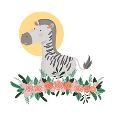 cute and adorable zebra with floral decoration