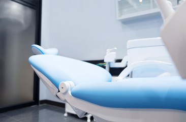 Dental chair and other accesries used by dentists in the office.