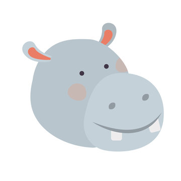 cute and adorable head hippo character