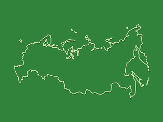 Green cool and simple Russia map with outlines on dark background vector illustration