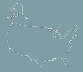 Black and white united states of America map with lines without different states on dark background vector illustration