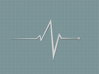 A gray or black and white heart beat sign displaying in cardiograph monitor to diagnosis heart condition in hospital bed vector illustration