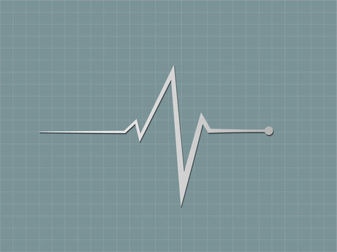 A Gray Or Black And White Heart Beat Sign Displaying In Cardiograph Monitor To Diagnosis Heart Condition In Hospital Bed Vector Illustration