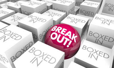 Break Out Vs Boxed In Escape Freedom 3d Illustration